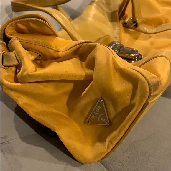 Authentic Prada Yellow Tessuto Nylon Buffalo Leather Easy Shoulder Tote … - Picture 4 of 14